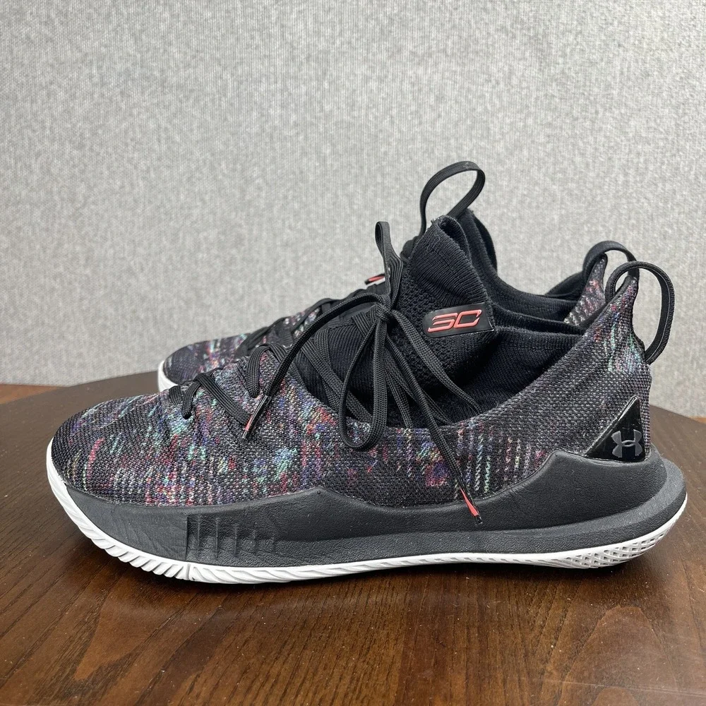 Under Armour Curry 5 Tokyo‎ Night Shoes Men's Size 8 Black Multicolor Sneakers